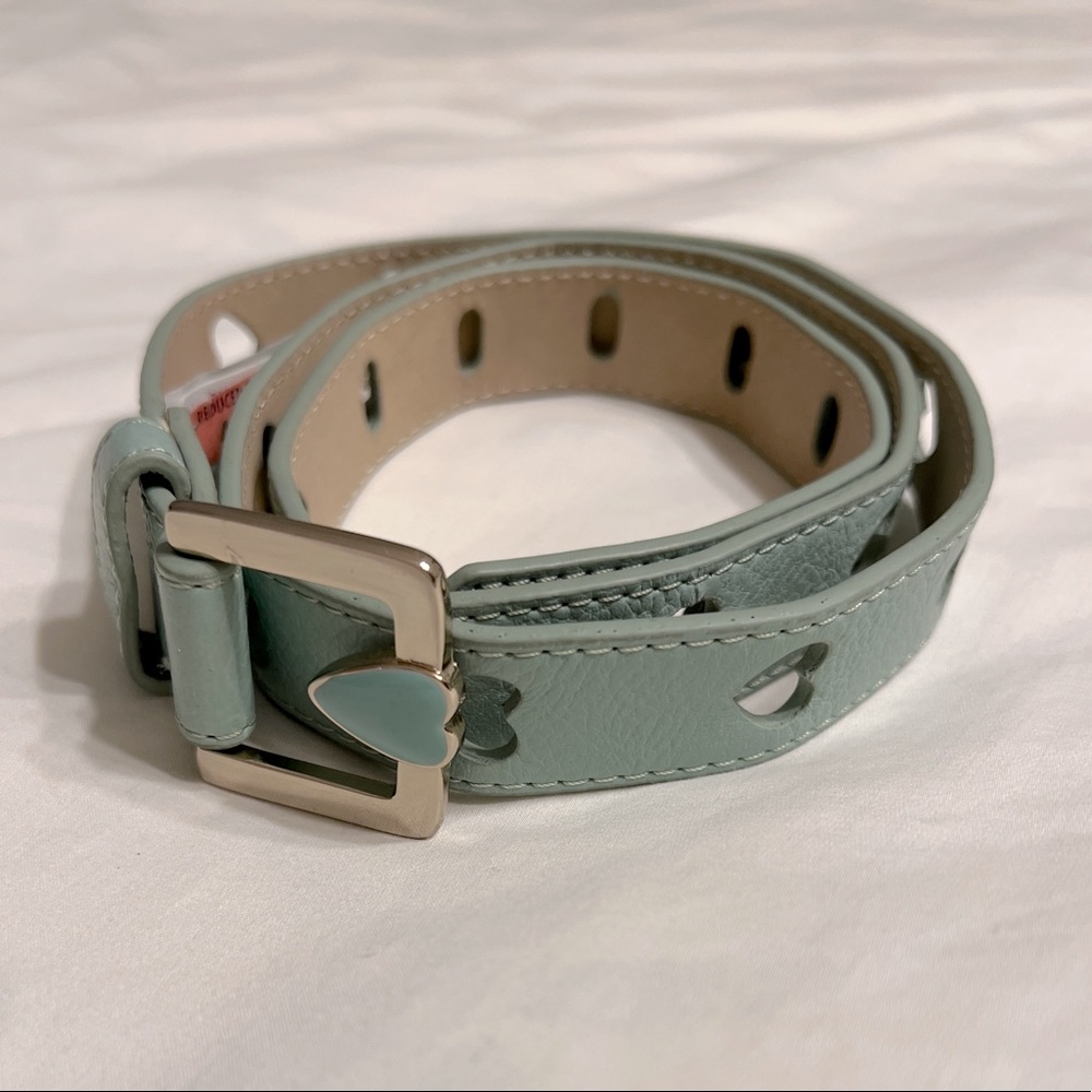Charlotte Russe Seafoam Green Heart Buckle Belt
